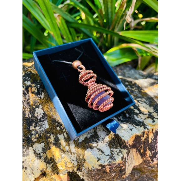 Handcrafted Copper Pendant with Natural Quartz