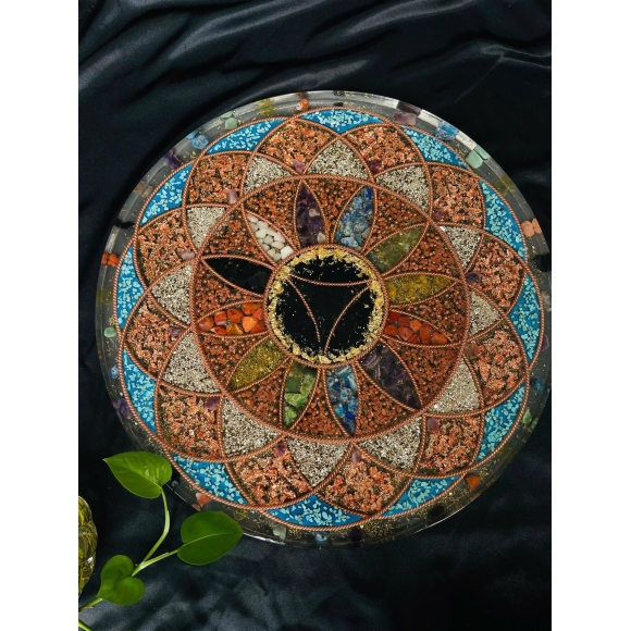 Energy Charging & Meditation Plate with Quartz Crystals (Large Size) – 7 Chakra Alignment – Custom Make